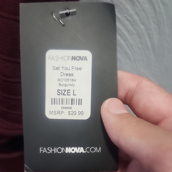 Fashion Nova One Shoulder Burgundy Dress - Picture 2 of 6